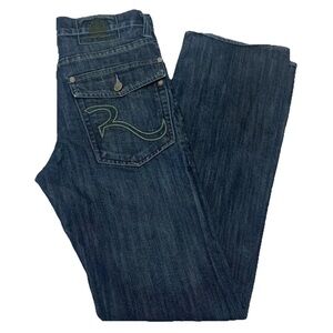 Y2k Rock & Republic Jeans Straight Leg Button Fly Blue Denim Pants Mens Size 30